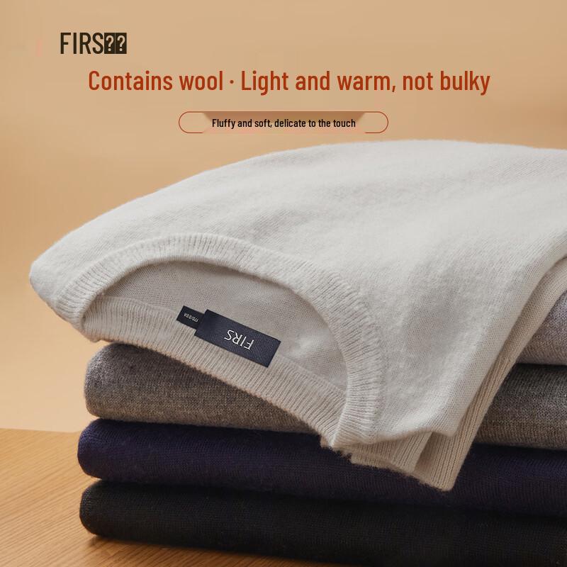 FIRS Men s Classic Round Neck Wool Blend Sweater L