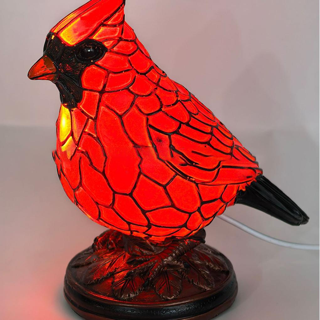 1PC Red Bird Table Lamp Decorative Red Bird Table Lamp Resin Decorative Piece The Gift For Your Friends Retro Ornament Set