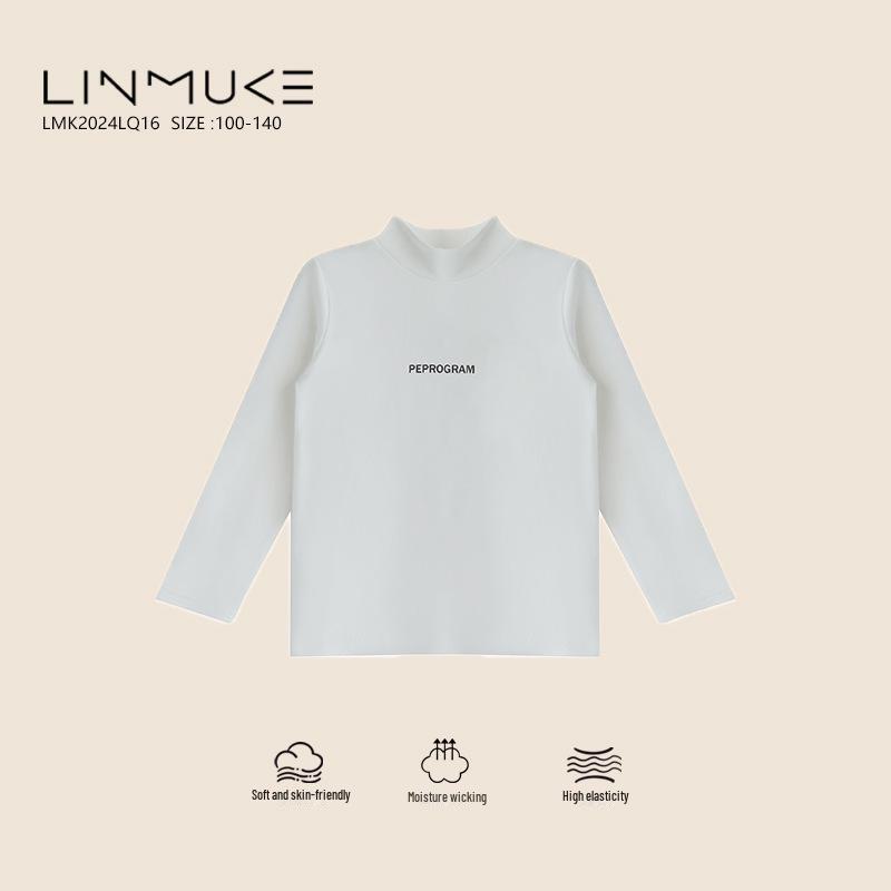 

2024 Детская рубашка облегающего кроя из хлопка с принтом и высоким воротником на весну и осень 100 cm белый