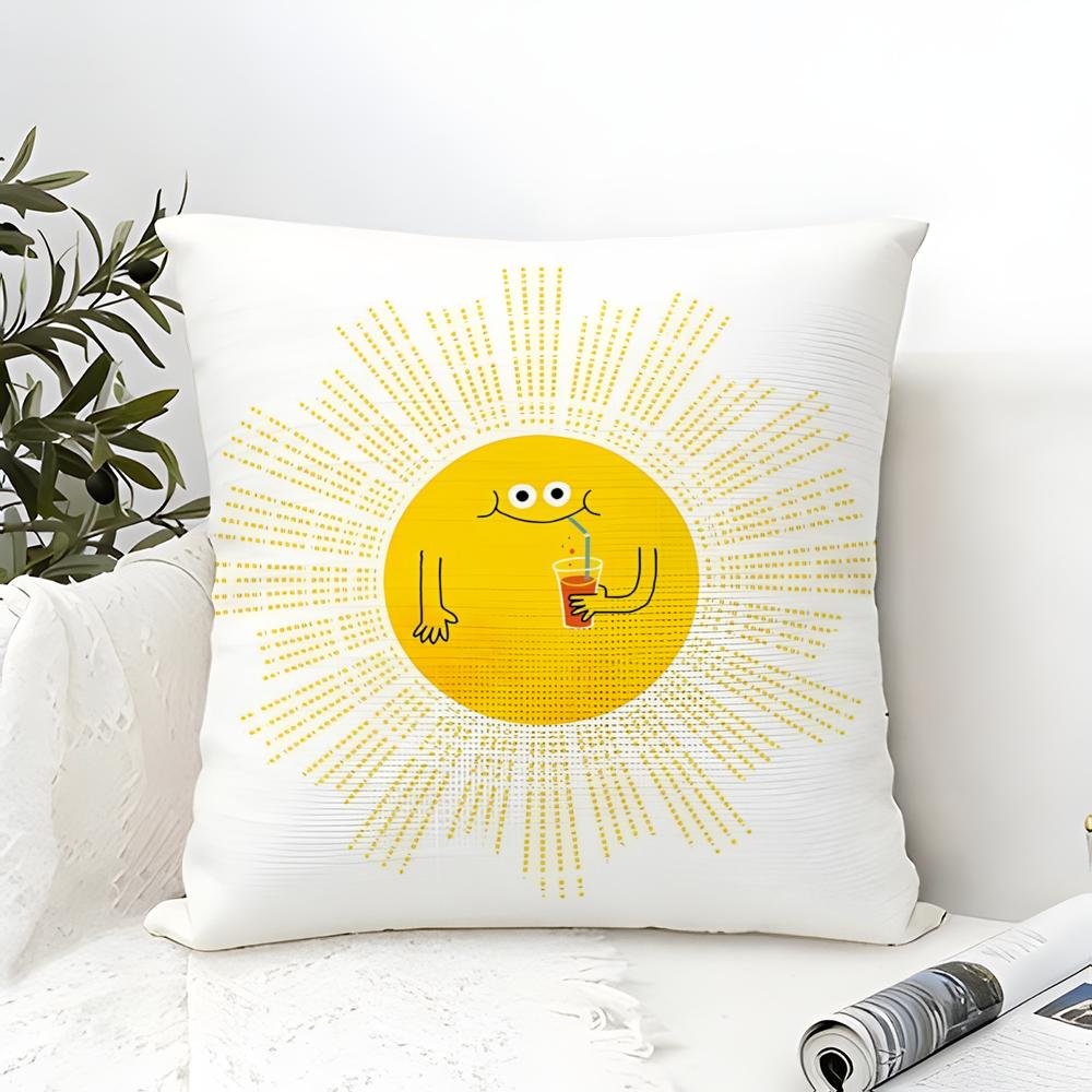 Fun Cartoon School Patterns For Children Pillow Case Cotton Linen Fabric Square Zipper Pillowcase Home Decorative Living Room