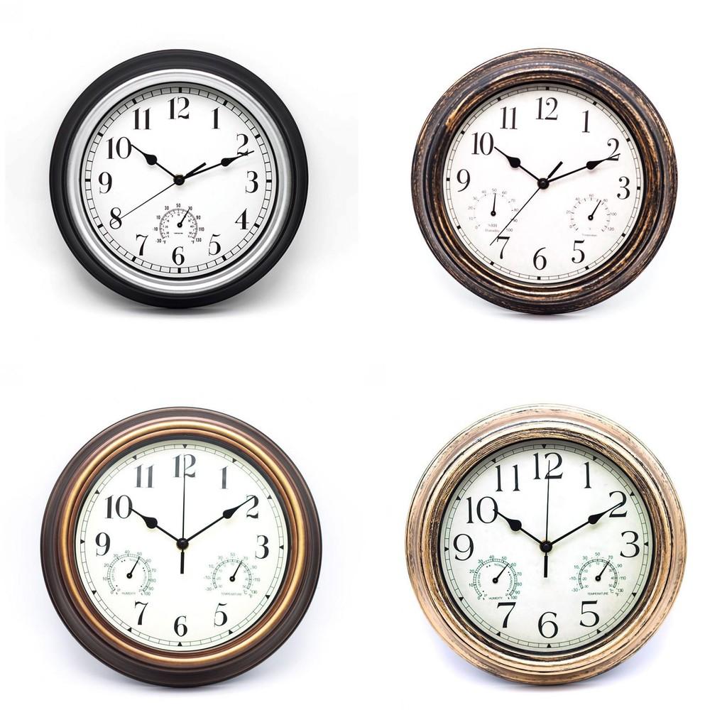 Retro Waterproof Clock With Display Thermometer And Hygrometer For Use Indoor