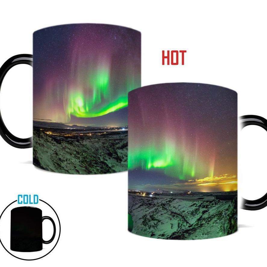 New Aurora Borealis Northern Lights Temperature Sensing Mug Color Changing Mug Ceramic Coffee Mug Water Mug