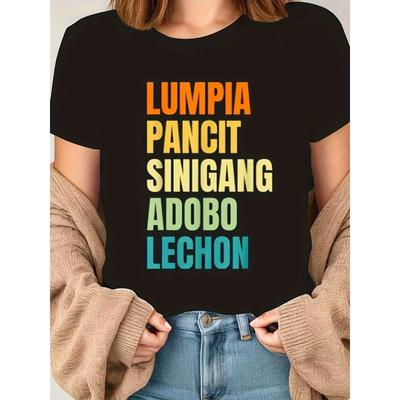 European Sizes Trendy T-Shirt with English Letter Print Design