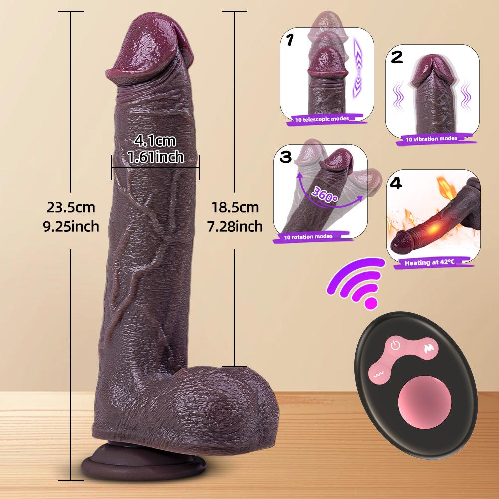 Realistyczny wibrator do masturbacji penisa podgrzewany realistyczny sztuczny penis żeński bezprzewodowy teleskopowy Dick urządzenie do masturbacji penisa punkt G pochwa odbyt
