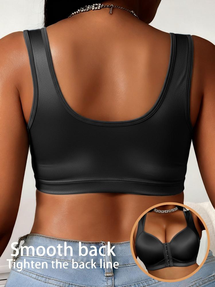 Front-fastening Plus Size Bra Push Up Sports Vest Bra Wirefree Underwear 0XL-4XL