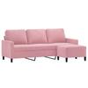 Vidaxl 3-Osobowa Sofa Z Podnóżkiem, Różowa, 180 Cm, Aksamitem
