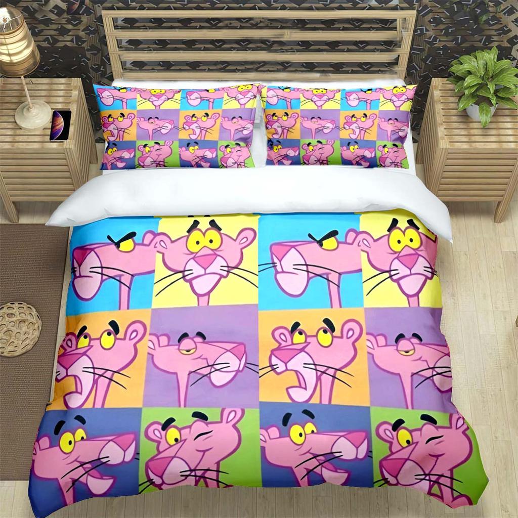 Comforter Crayon Pinkpanther Print Bedding Sets Bed Supplies Set Comforter Set Teens Girls Cartoon Twin Single Kid Gift