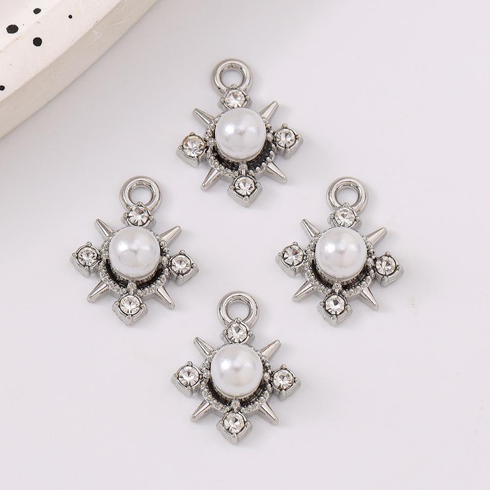 5pcs Elegant Pearl Compass Pendant Charms  for Jewelry Making Necklace Earrings Bracelet DIY Handmade Accessories