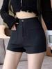 2023 Women's High-Waisted Black Suit Shorts - Sexy Wide-Leg Boot Pants for Autumn/Winter