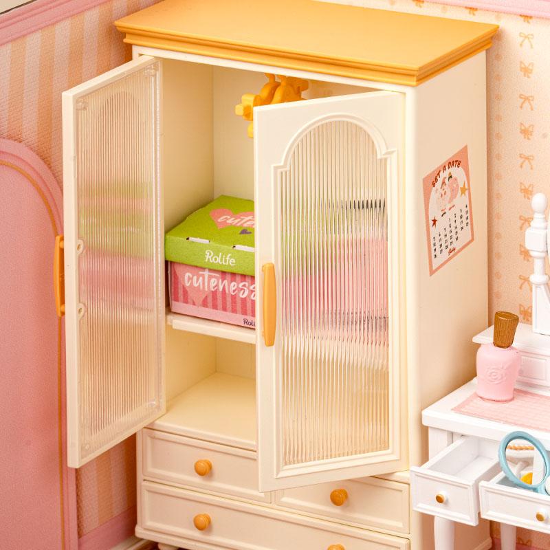 ROBOTIME Rolife 3D Puzzle Super Creator Lovely Pink Bedroom DIY Miniature House (DW016) | 1:24 Scale