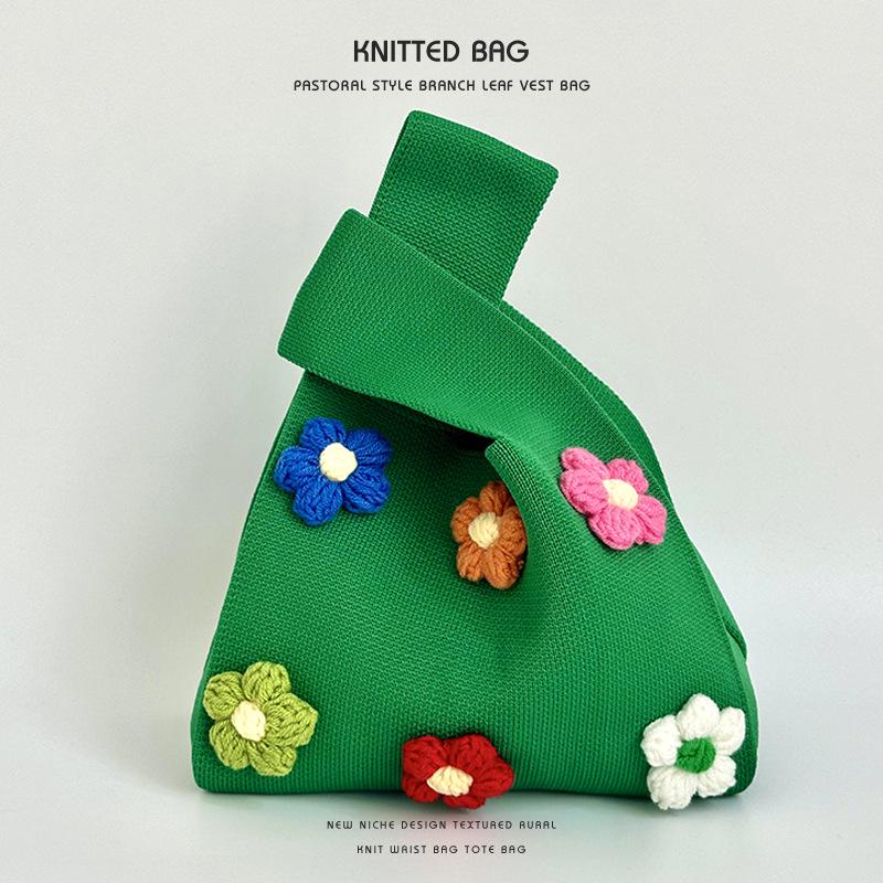 Niche Design Cute Colorful Floral Knit Shoulder Bag - Versatile, Large Capacity Tote