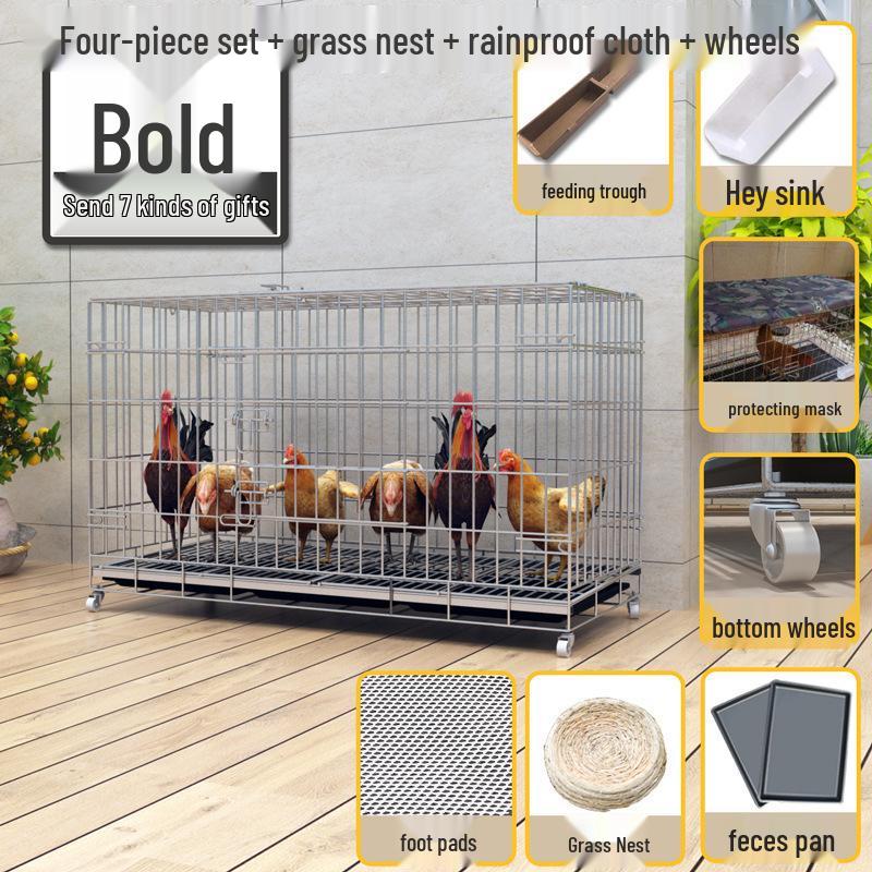 Large Automatic Chicken Coop with Folding Cage & Manure Cleaning System for Chickens, Ducks, and Geese
