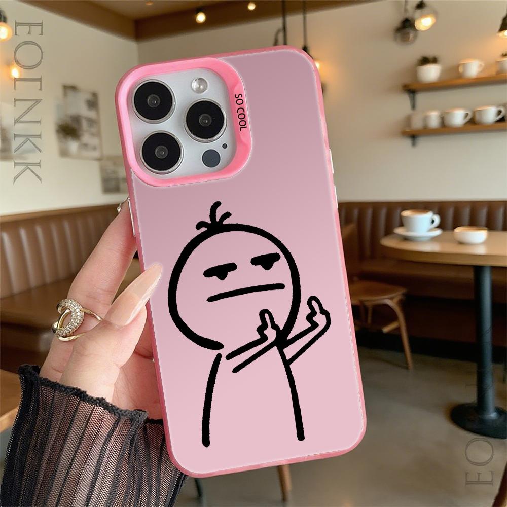 Figure Giving Middle Finger Hard Phone Case for Iphone 16 15 14 13 12 11 Pro Max Mini Shockproof Anti-Scratch Protective Cover