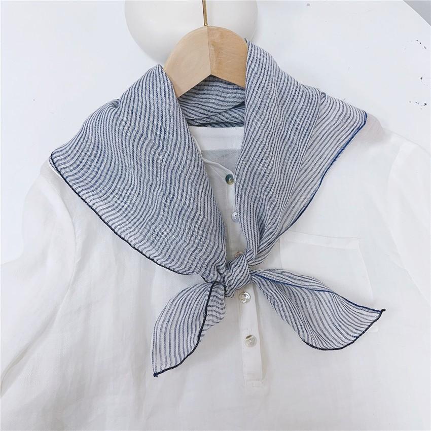Literary And Elegant Yarn-Dyed Linen Plaid 70Cm Small Square Scarf, Neck Protection Japanese Simple And Versatile Small Scarf