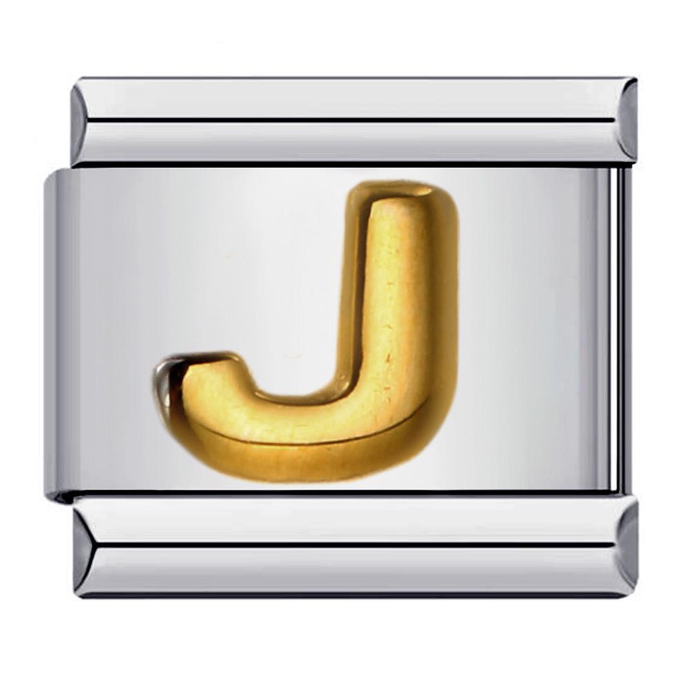 Титановый браслет-шарм с золотым покрытием и английскими буквами