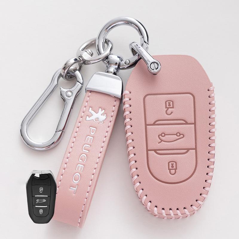 

2026 Hot Car Sticker PU Leather Car Key Case Cover Shell Accessories For Peugeot 2008 3008 4008 5008 308 408 508 Auto Key Holder