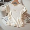 Women's Slim Fit Butterfly Embellished Short Sleeve T-Shirt