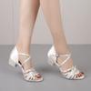 Women's Soft Sole Dance Shoes White Silk Shoes Ladies Modern Tango Dancing Women Latin Shoes Salsa Sandals Midheel  3CM/4CM