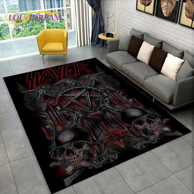 Slayer Heavy Metal Band Music Area Koberec,Koberec pro domácí obývací pokoj Ložnice Pohovka Rohožka Dekor,dětské hry Protiskluzová podložka na podlahu