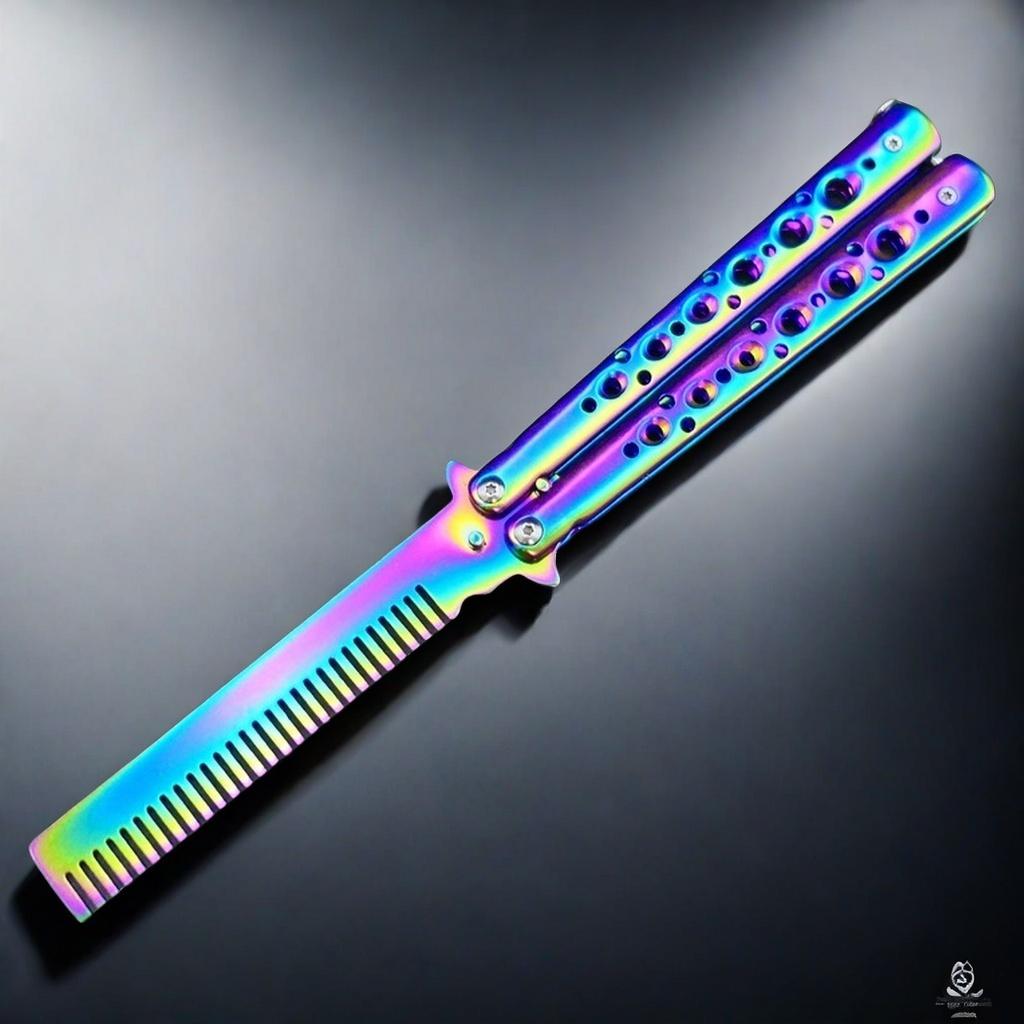 Professional Stainless Steel Folding Butterfly Knife Portable Training Beard Comb Hair Styling Tool for Salons and Practice Comb