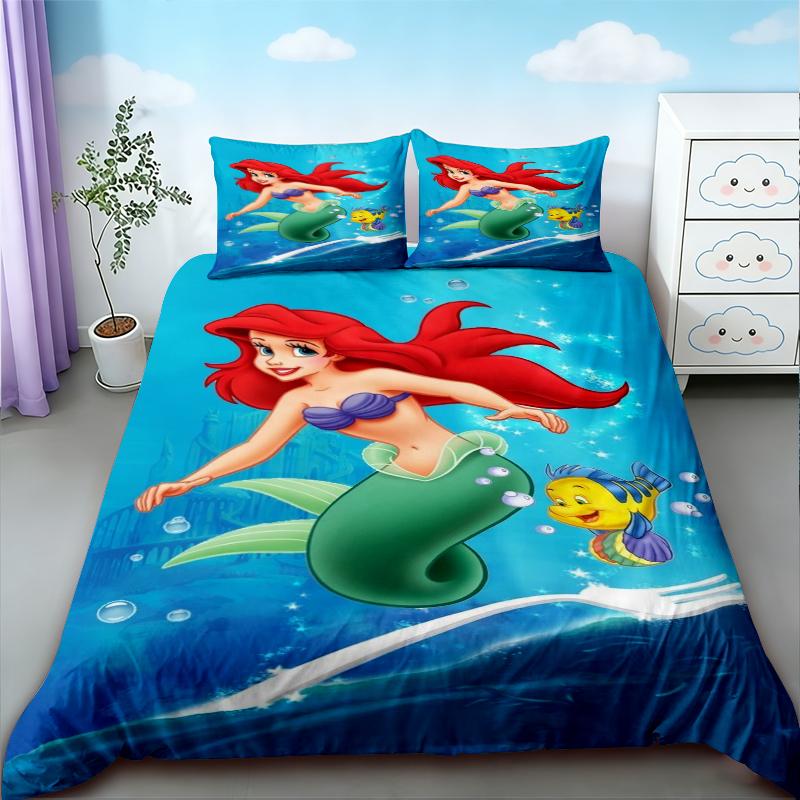Mermaid Duvet Cover Set Cartoon Beautiful Bedding Set Quilt Cover Queen King Size for Girl Bedroom Home Decor