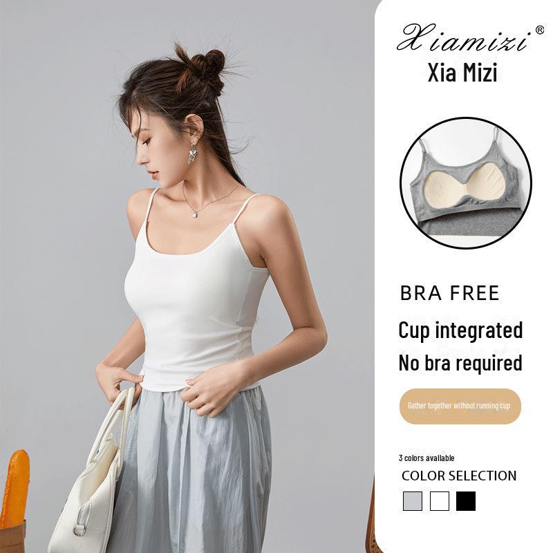 Women's Spring Camisole Vest with Beautiful Back Design, Integrated Bra, and Chest Pads - 2025 Style Slim Top