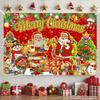 Christmas Polyester Background 150*100cm Santa Print Party Banner for Home & Outdoor Holiday Decor 2026 Christmas Celebr