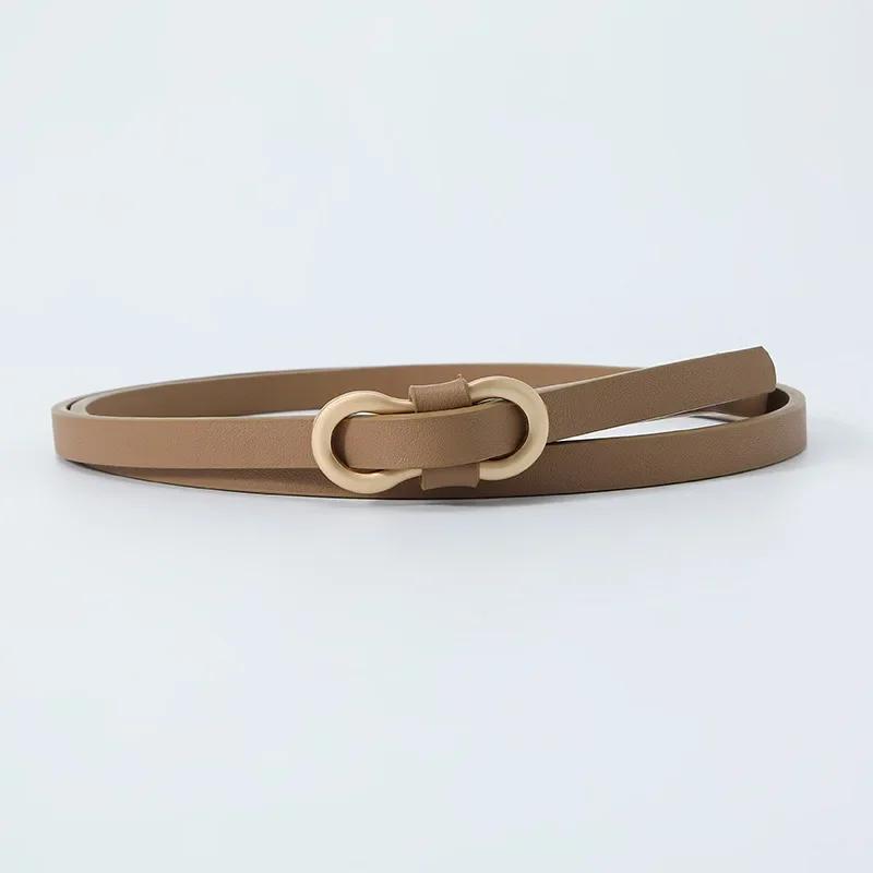 Multi-color Women Fashion Thin Belt Casual Decoration Dress Shirt 8-character Buckle Small Belts Solid Pu Leather Ladies Belts