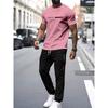 Trendy 'PARIS' printed suit for men, summer round neck short-sleeved T-shirt + casual pants, a must-have for daily outings.