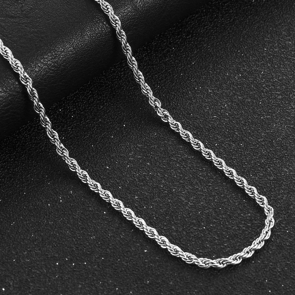 Herren Edelstahl Punk Verdrehte Seilkette Halskette für Damen Silberfarbe Hals Choker Wasserdicht Mode Schmuck Zubehör