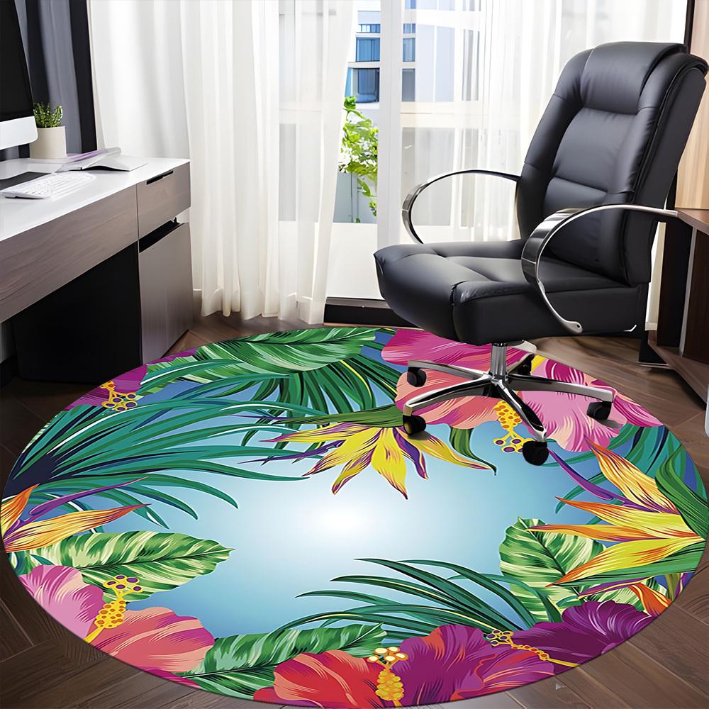 1PC Tropical Flowers Chair Carpet for Office Non-Slip, Lightweight, Machine Washable Rug for Office, Sleeping, Room - Holiday DecorPolyester