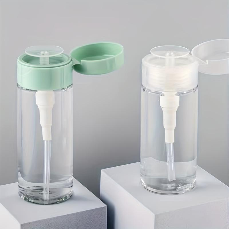 1 Stück 150ml Pumpflasche, Transparenter Kosmetikbehälter Push-Down Flüssigkeitsspender Pumpflasche mit Klappdeckel