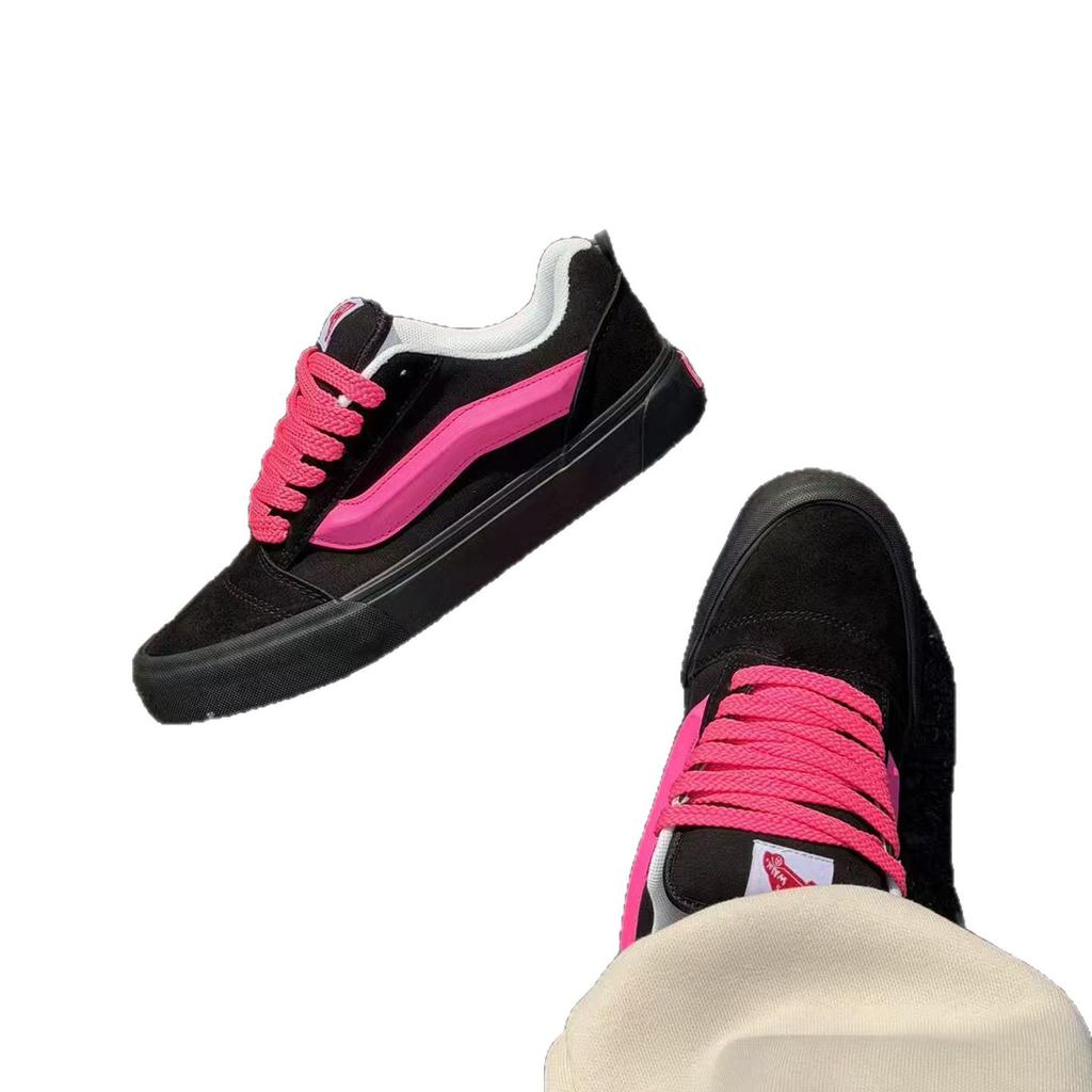 Knu skool black and yellow color matching fat bread shoes retro yellow and black cool casual skateboard shoes