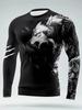 Men's 3D Stripe Printed Long-sleeved T-shirt, Comfortable, Breathable and Versatile Men's Top