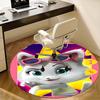 Chic Cat Chair Mat - Round Carpet for Home Decor, Office Use