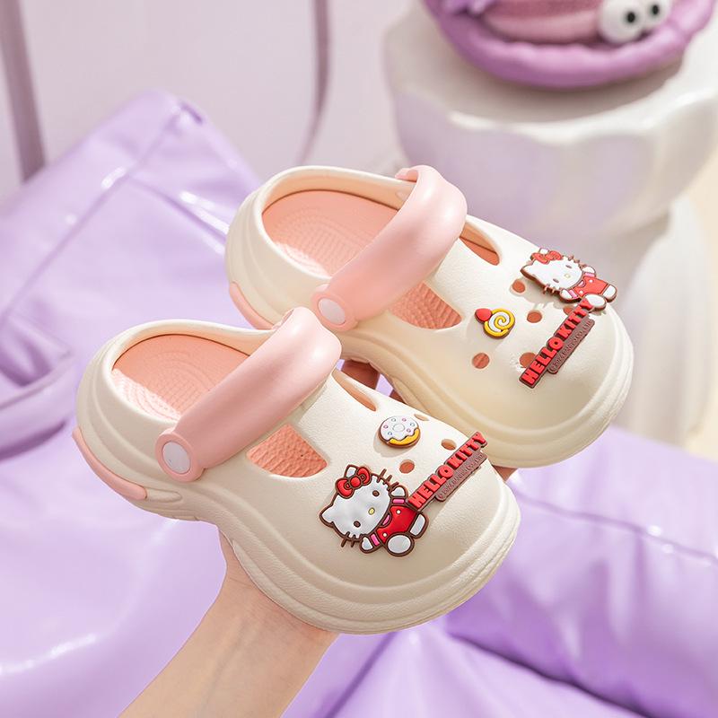 Cartoon Cute Squishy Summer Sandals for Girls - Two-Way Hole Shoes