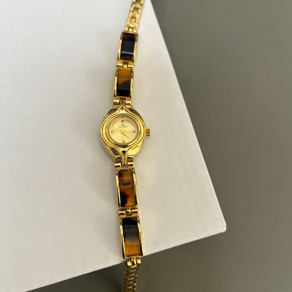 BS New Luxury Gold Women Watches Natural Color Jade Bracelet Quartz Women's Wristwatch Small Dial Fashion Dress Watch Gifts