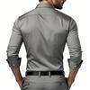 Men's Casual -color Business Shirt - Men's Long-sleeved Collar Button-up Shirt