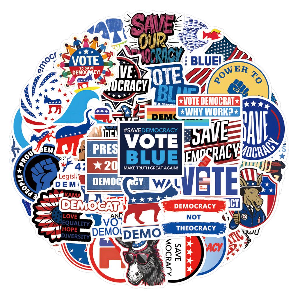 55 New Democrat Graffiti Stickers Decorate Notebook Suitcase Mobile Phone DIY Waterproof Stickers