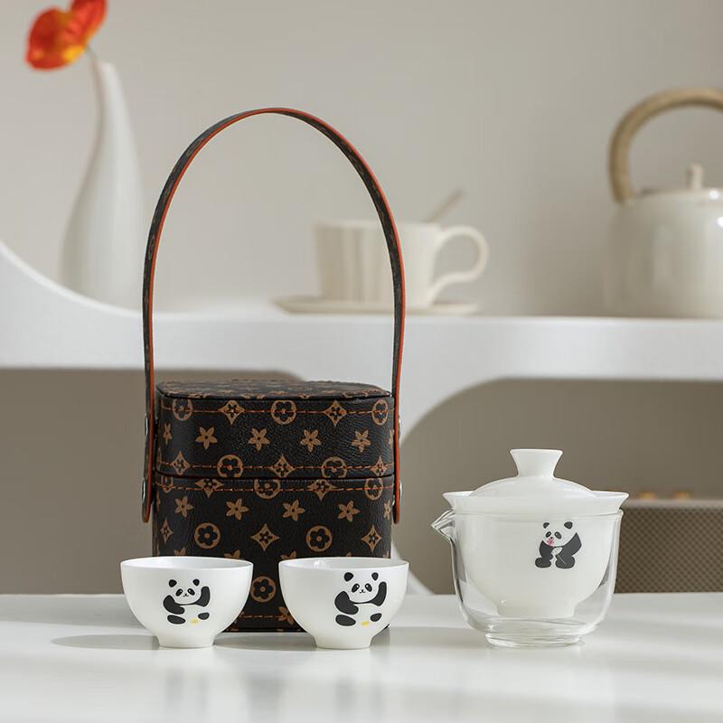 LISM Suet Jade Panda Ceramic Travel Tea Set