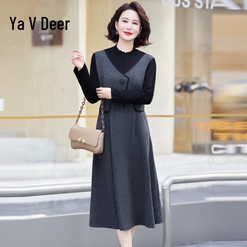 New Chinese Style Women s Spring Autumn Long-Sleeve Dress 5XL