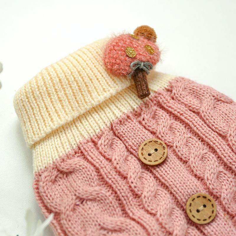 Dog Pet Clothes Cat Classic Knited High Collar Sweater  Sweet Colorful Pet Winter Warm Clothes Puppy Kitty Two-legged Clothing