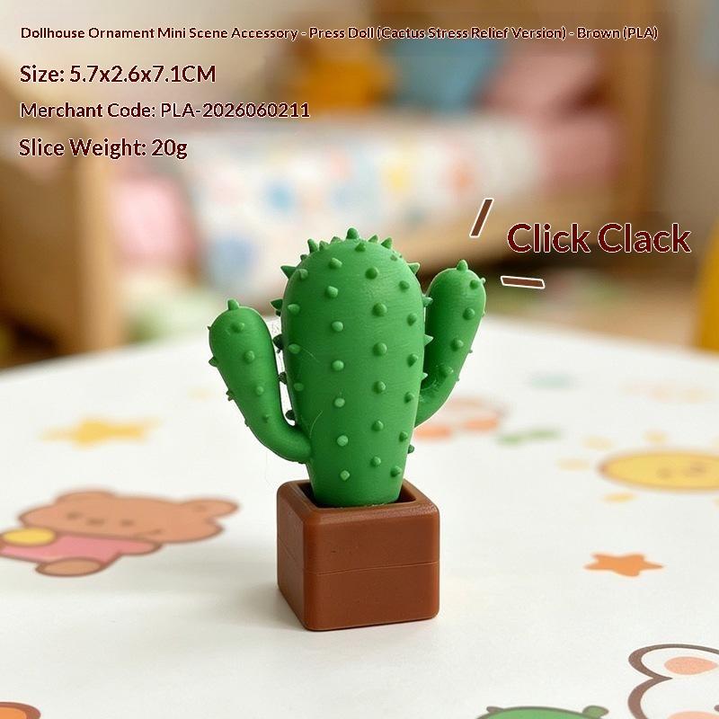 3D Printed Cactus Clicker Keychain Mini Fidget Clicker Toy Portable Push Button Stress Relief Keyring Gift For Kids Adults