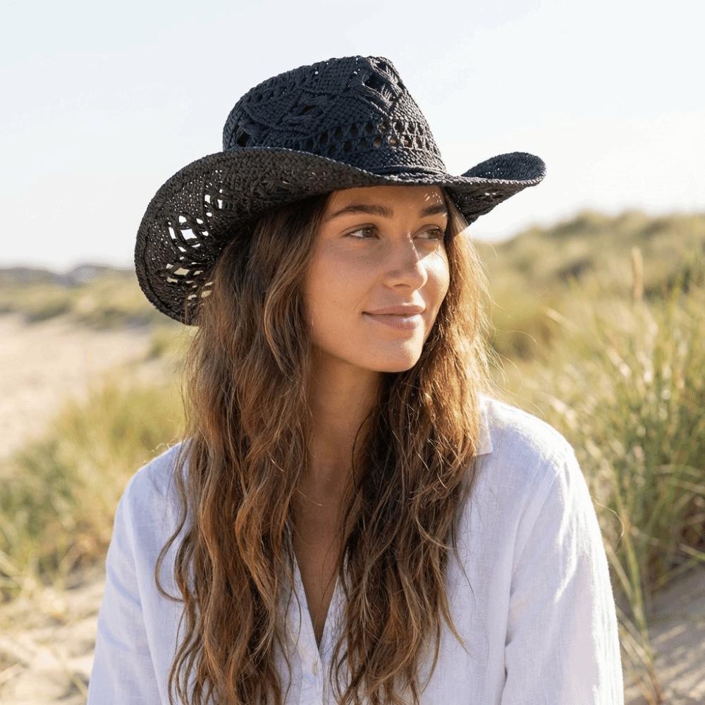 Vintage Style Beach Hat Wide Brim Sun Cowboy Hat Unisex Bohemian Straw Hat Travel