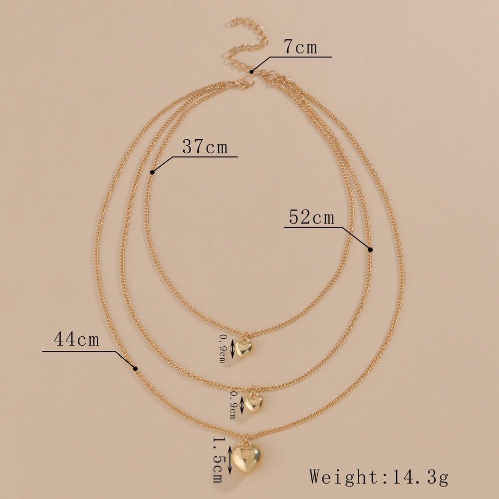 Wind exaggerated love pendant multi-layer women's alloy necklace accessories