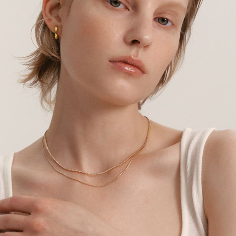LUNNE Silver 925 Silky Round Snake Necklace #LSN66