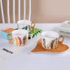 Personality European Lovely Feather Pattern Style Coffee Mugs Ceramic Home Office Milk Water Tea Cup + Saucer Plate Dish Set
