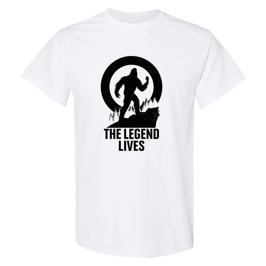 The Legend Lives Bigfoot T Shirt Vintage Sasquatch Forest Silhouette Moon Tee S
