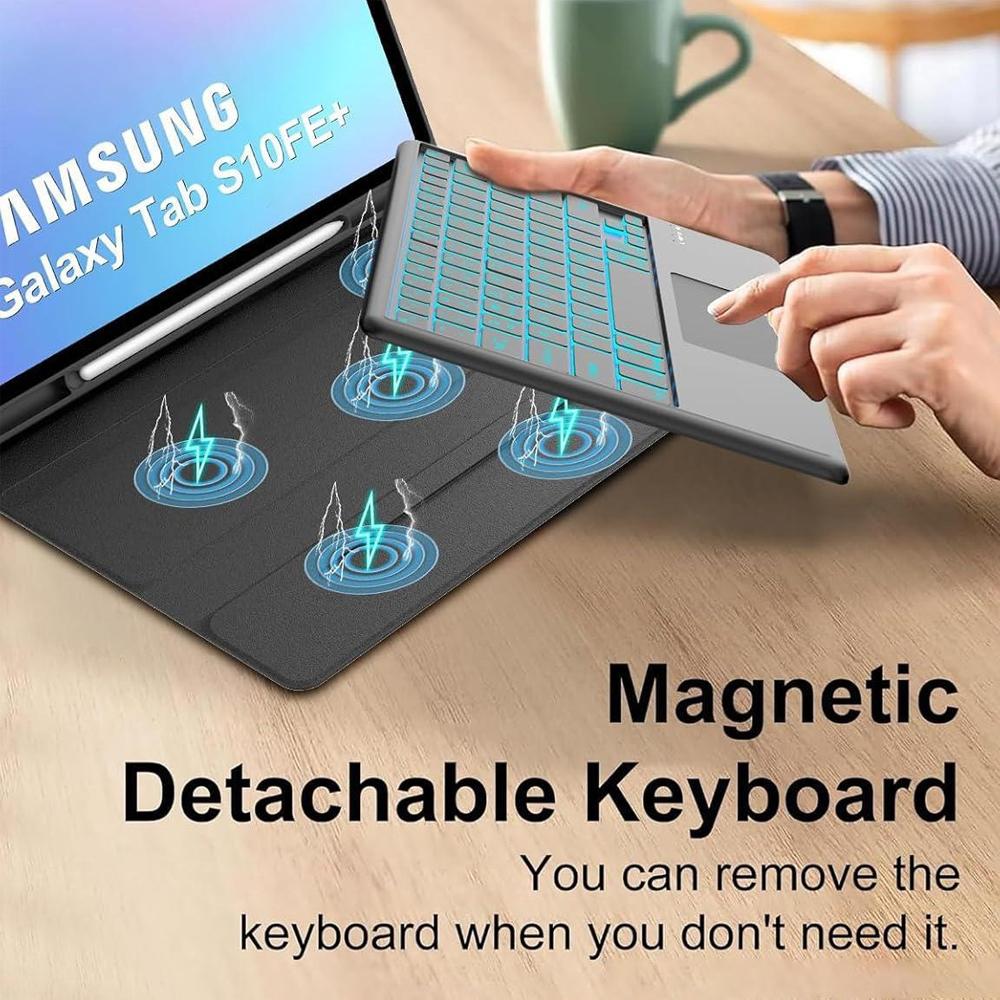 Case for Samsung Galaxy Tab S10 FE Plus 13.1 lnch,Detachable 7-color Backlit Keyboard for Tab S10 FE+13.1" with Pencil Holder