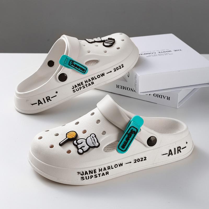 Hole Shoes Men's New Year Couple Platform Slippers Bag Head Sandals Non-slip Casual Soft-soled Beach Shoes Men